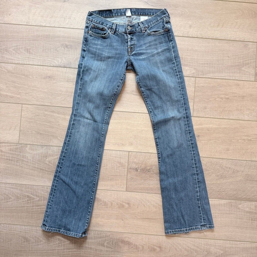 Lucky Brand Dungarees Women 6/28 Blue Low Rise Button Fly Bootcut Jeans USA Made